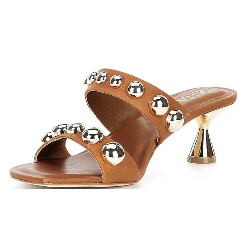 DELTAN MIA Nubuck Studded Dress Slide Sandals. Sizes : 6 , 6.5